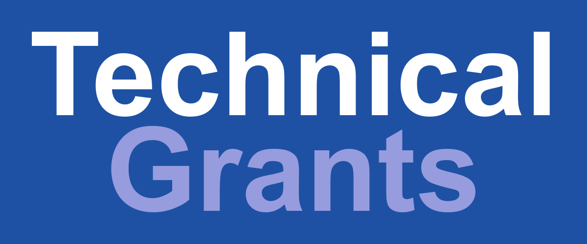 Graphic with text: Technical Grants on a blue background