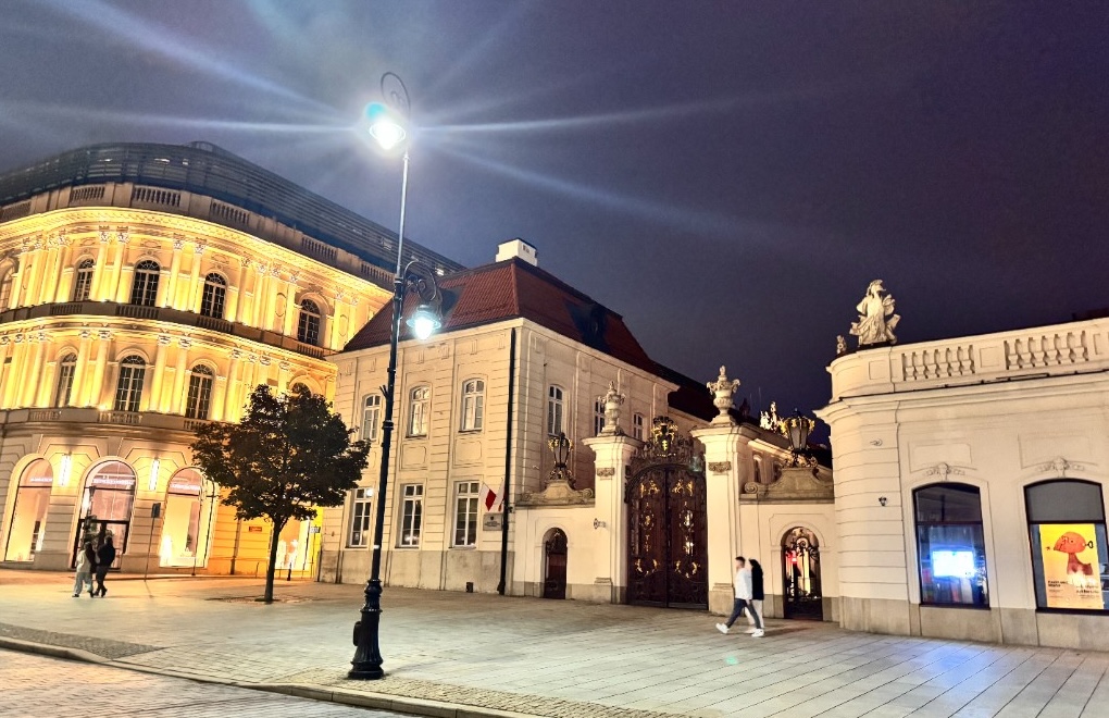 Evening street scene in Warsaw during useR! 2026